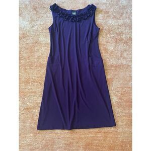 MSK dress size 6 plum purple ruffle neck sheath dress sleeveless